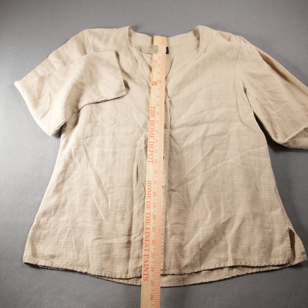 Eileen Fisher Italian Linen Blend Button Front Women Blouse M Long Sleeve Boho - Picture 7 of 15